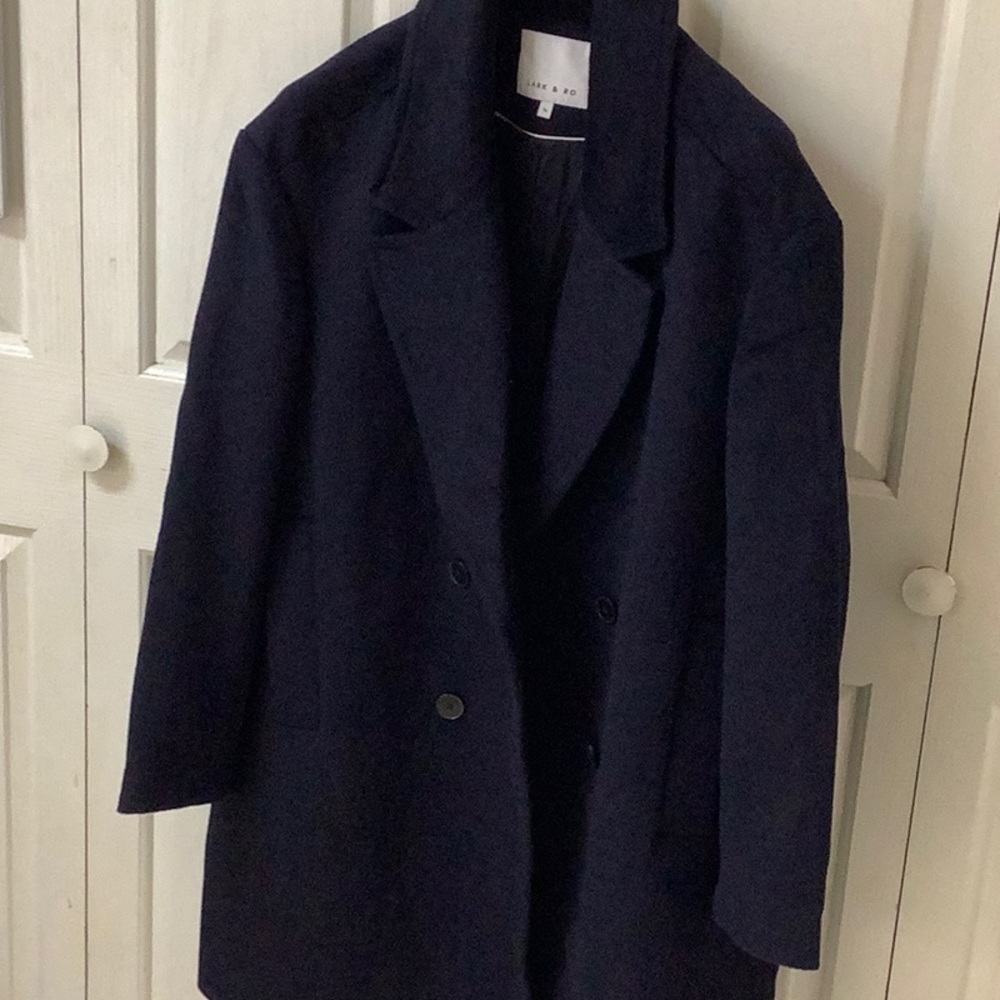 Lark & Ro wool double breasted peacoat jacket navy